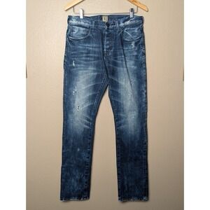 PRPS Jeans Men 32 Blue Distressed Straight Leg E69P77P Button Fly Camo Pockets